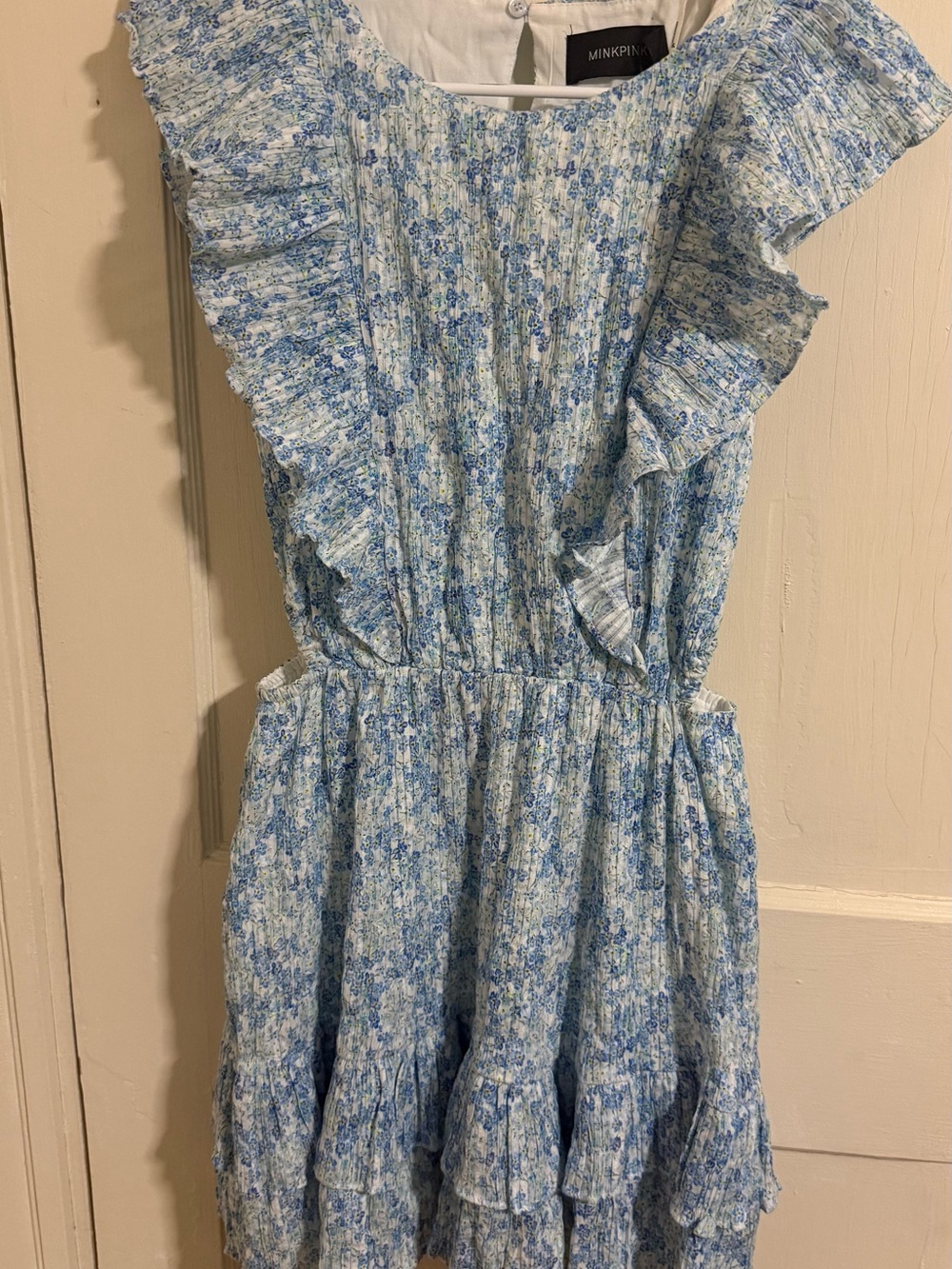 MINKPINK Girls' Light Blue Floral Ruffle Dress